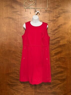 Tommy Hilfiger Sleeveless Scuba Sheath Dress Womens 12 Nautical Red A-Line NWT
